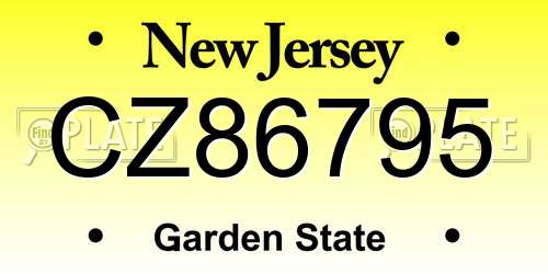CZ86795 New Jersey License Plate