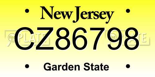 CZ86798 New Jersey License Plate