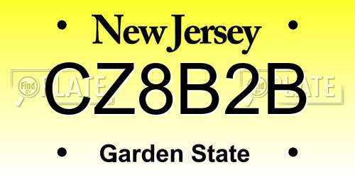CZ8B2B New Jersey License Plate