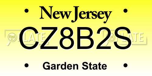 CZ8B2S New Jersey License Plate