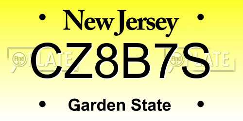 CZ8B7S New Jersey License Plate