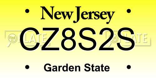 CZ8S2S New Jersey License Plate