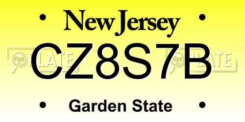 CZ8S7B New Jersey License Plate