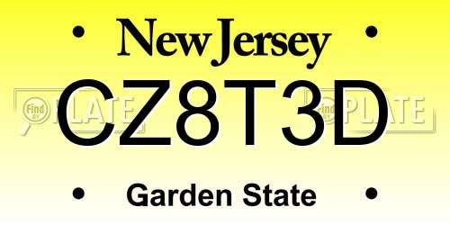 CZ8T3D New Jersey License Plate