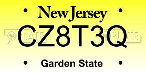 CZ8T3Q New Jersey License Plate