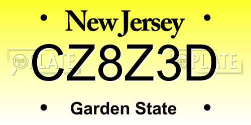 CZ8Z3D New Jersey License Plate