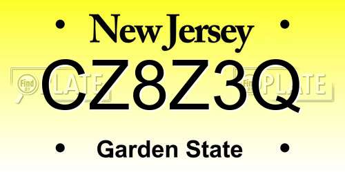 CZ8Z3Q New Jersey License Plate
