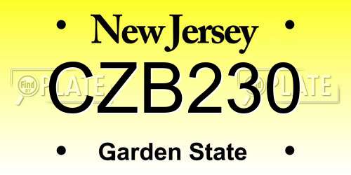 CZB230 New Jersey License Plate
