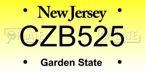 CZB525 New Jersey License Plate
