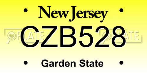 CZB528 New Jersey License Plate