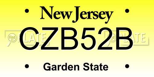 CZB52B New Jersey License Plate