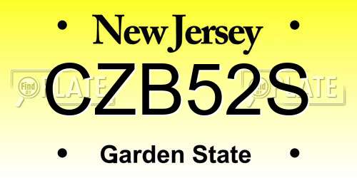 CZB52S New Jersey License Plate