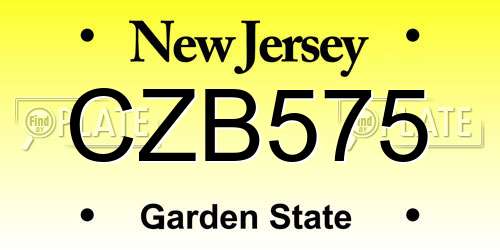 CZB575 New Jersey License Plate