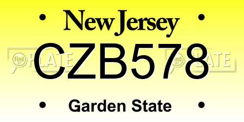 CZB578 New Jersey License Plate