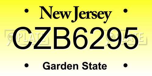 CZB6295 New Jersey License Plate
