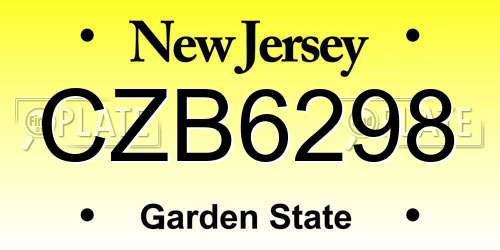 CZB6298 New Jersey License Plate