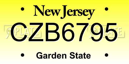 CZB6795 New Jersey License Plate