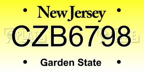 CZB6798 New Jersey License Plate