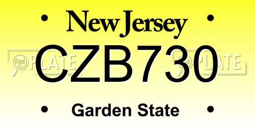 CZB730 New Jersey License Plate