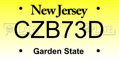 CZB73D New Jersey License Plate
