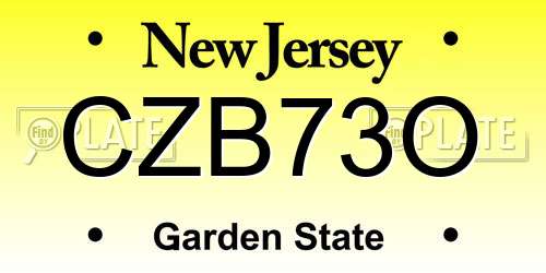 CZB73O New Jersey License Plate