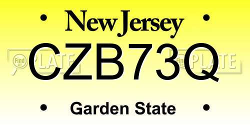 CZB73Q New Jersey License Plate