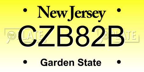 CZB82B New Jersey License Plate