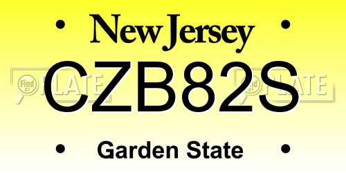 CZB82S New Jersey License Plate