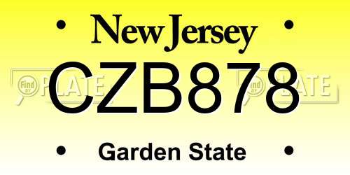 CZB878 New Jersey License Plate