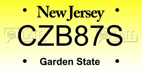 CZB87S New Jersey License Plate
