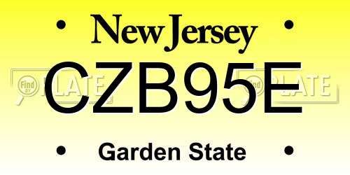 CZB95E New Jersey License Plate