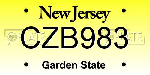 CZB983 New Jersey License Plate