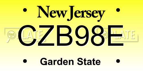 CZB98E New Jersey License Plate