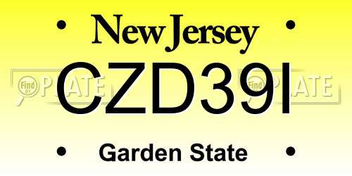 CZD39I New Jersey License Plate