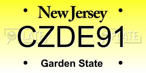CZDE91 New Jersey License Plate