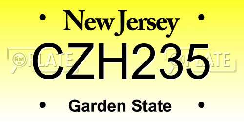 CZH235 New Jersey License Plate
