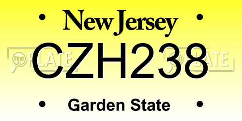 CZH238 New Jersey License Plate