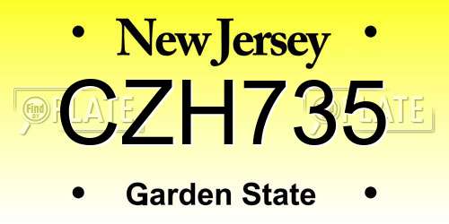 CZH735 New Jersey License Plate