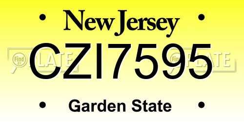 CZI7595 New Jersey License Plate
