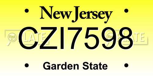 CZI7598 New Jersey License Plate