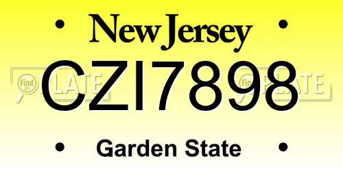 CZI7898 New Jersey License Plate