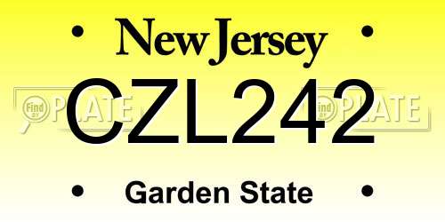 CZL242 New Jersey License Plate