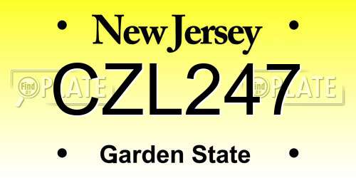 CZL247 New Jersey License Plate