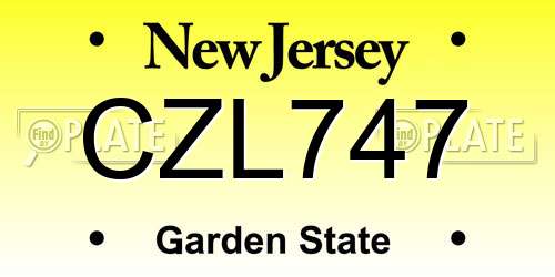 CZL747 New Jersey License Plate