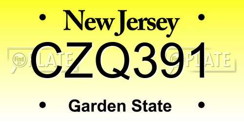 CZQ391 New Jersey License Plate