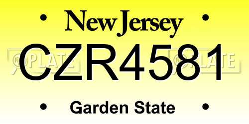 CZR4581 New Jersey License Plate