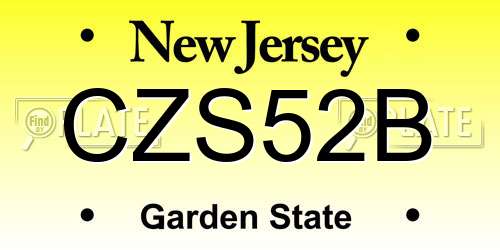 CZS52B New Jersey License Plate