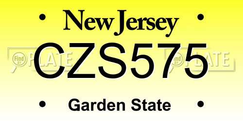 CZS575 New Jersey License Plate