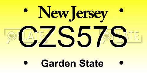 CZS57S New Jersey License Plate