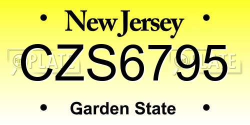 CZS6795 New Jersey License Plate